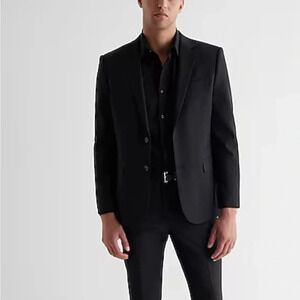 Express Men's Innovator Extra Slim Black Wool Blend 2 Button Blazer 36 Regular